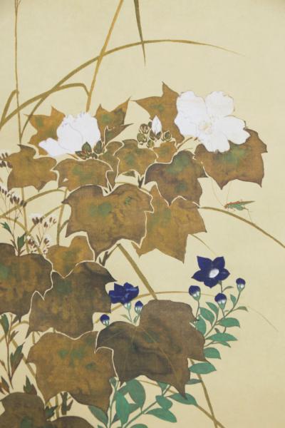 WISH】酒井抱一「秋草螽図」工芸画 掛軸 絹本 〇江戸琳派の祖、重文に