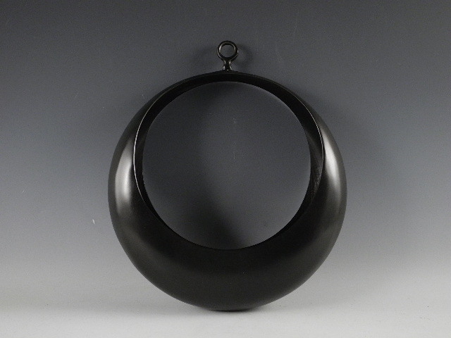 ◆栄◆古銅 鋳銅 唐銅 池坊 中国 満月形 立花 釣花入 無傷完品 94oy1084