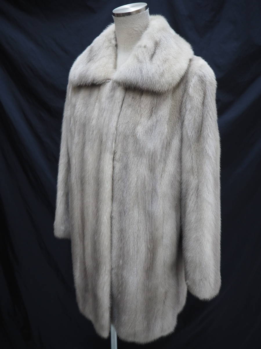 ■サファイアミンク■ハーフコート■着丈77㎝■