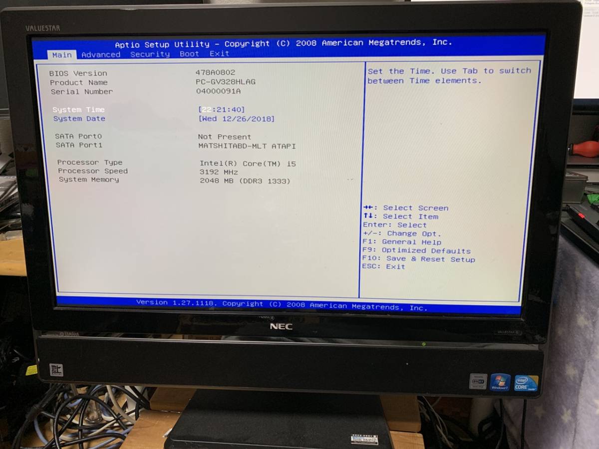 TV一体型PC VALUESTAR G  PC-GV328HLAG NEC VALUESTAR G PC-GV328HLAG Core i5-650 3.2GHz 2GB ブルーレイ 一