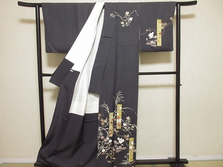 ドークブア■訪問着　金彩刺繍　藍鉄地　菊梅椿　極上の逸品　227