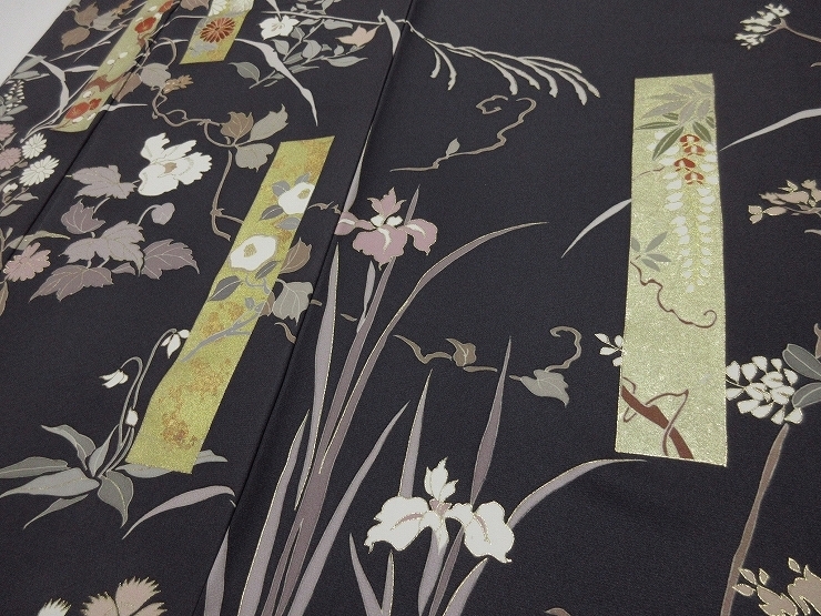 ドークブア■訪問着　金彩刺繍　藍鉄地　菊梅椿　極上の逸品　227