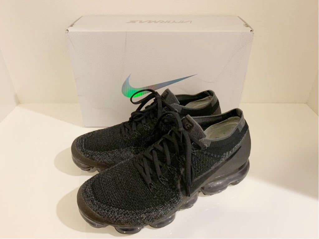 【中古】NIKE AIR VAPORMAX FLYKNIT BLACK/ANTHRACITE-DARK GREY US10 28cm ヴェイパーマックス