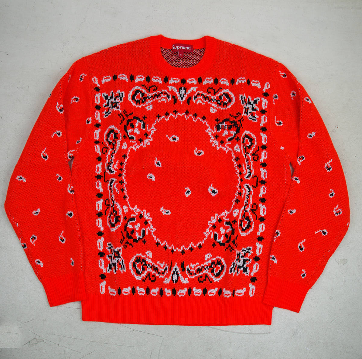 Supreme 18SS Bandana Sweater knit sweater Orange / シュプリーム