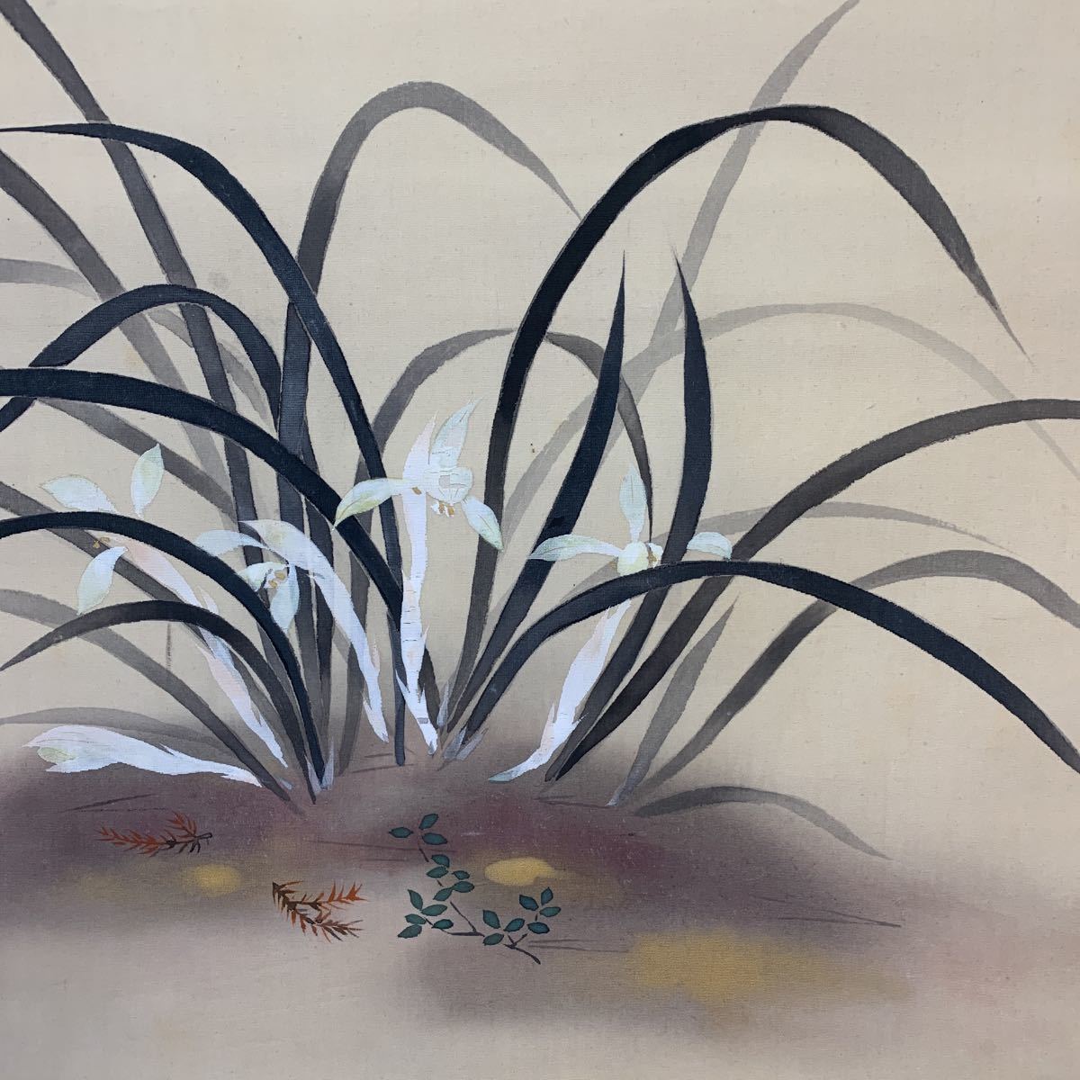 掛軸 肉筆 K4567 芳雲「枯木に鷺」絹本 花鳥 サギ 絵画 中国 日本画 模写
