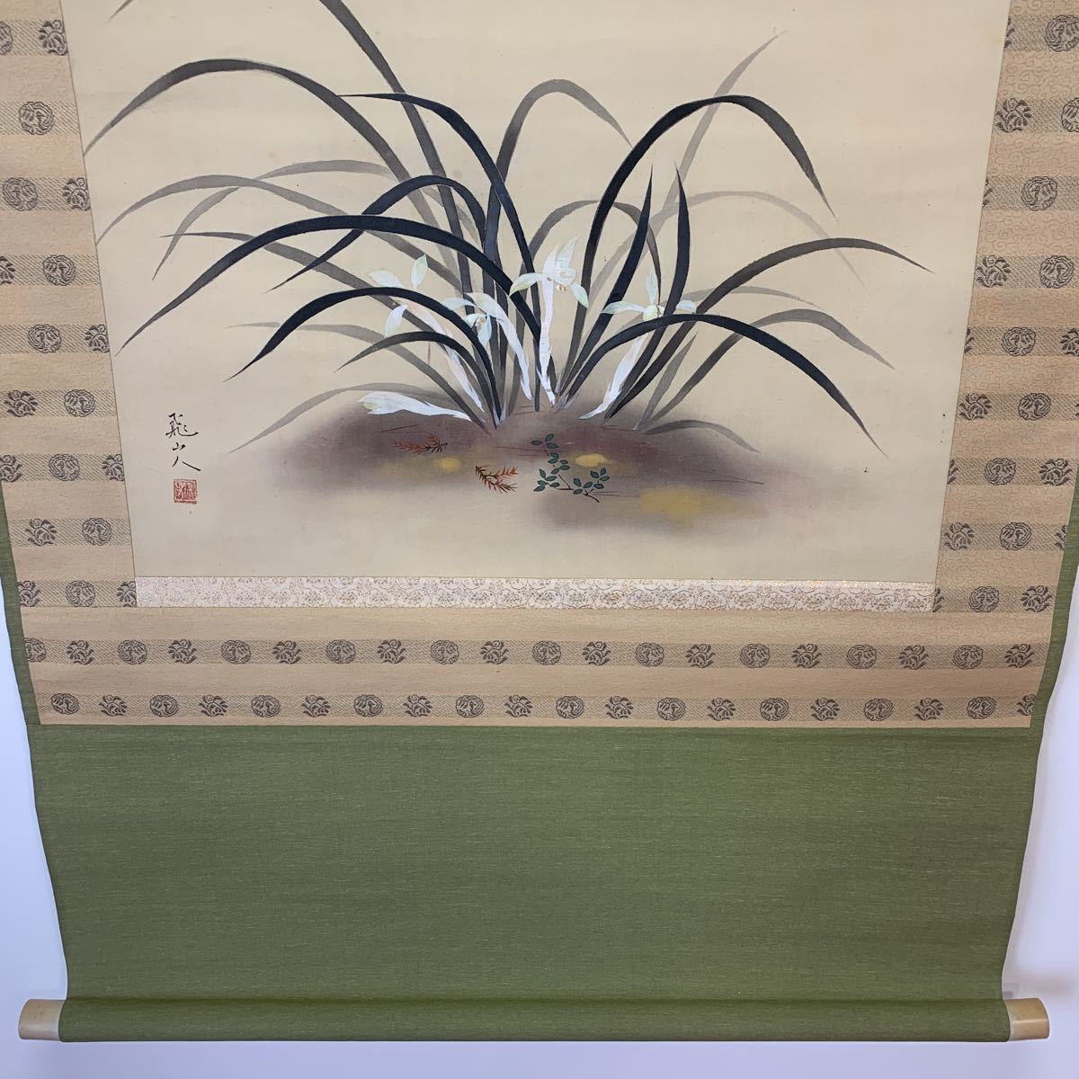 掛軸 肉筆 K4567 芳雲「枯木に鷺」絹本 花鳥 サギ 絵画 中国 日本画 模写