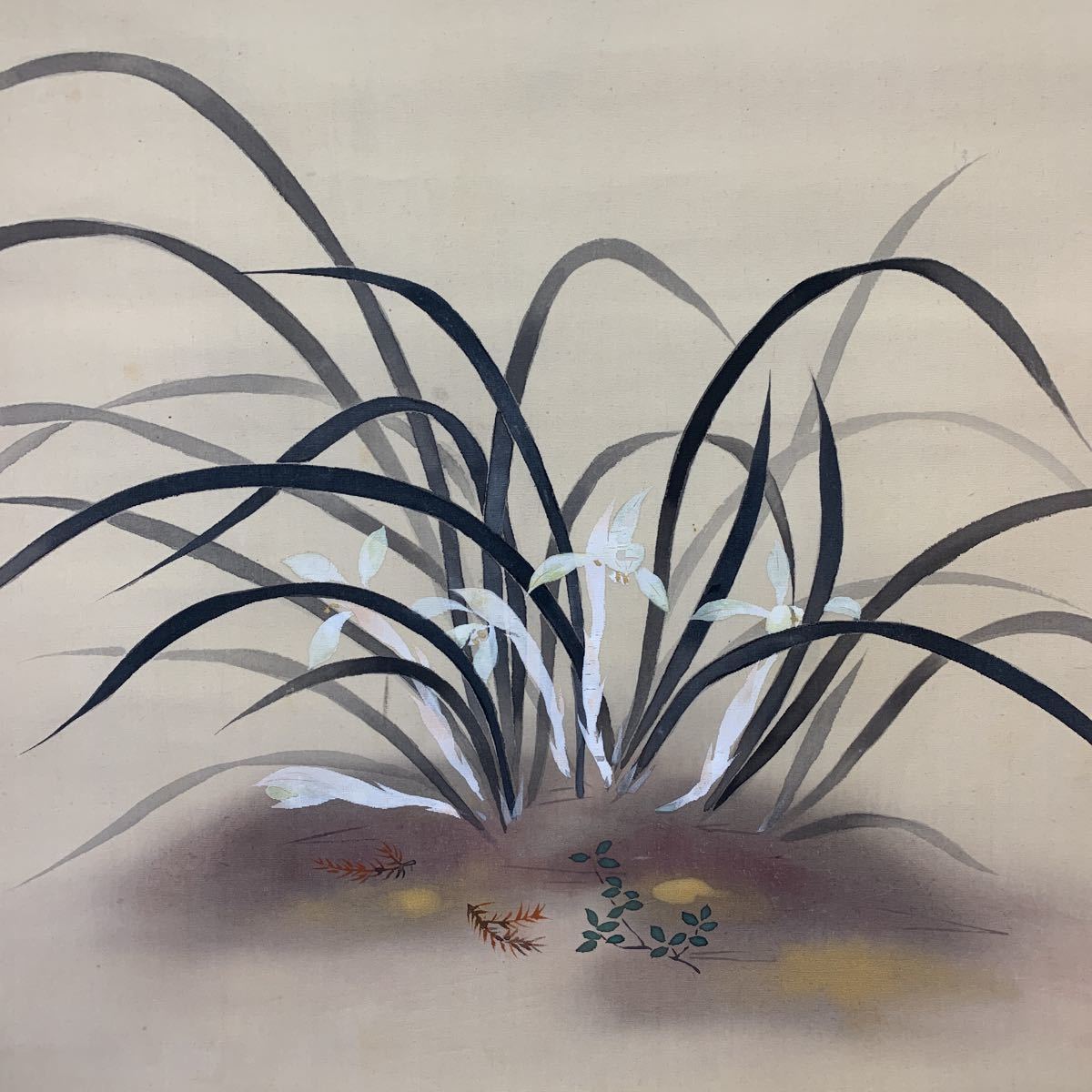 掛軸 肉筆 K4567 芳雲「枯木に鷺」絹本 花鳥 サギ 絵画 中国 日本画 模写