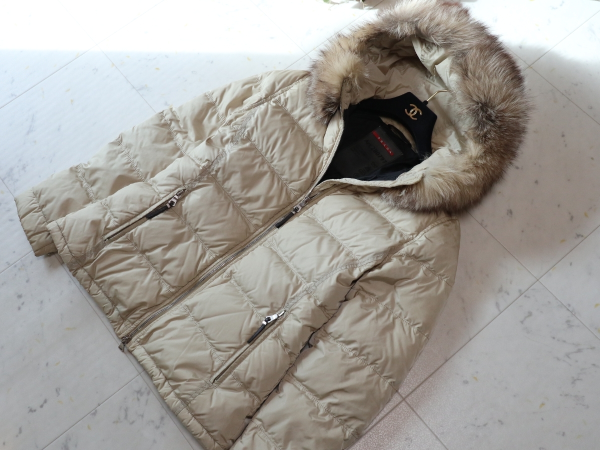 ☆プラダ PRADA ☆ブルーフォックスファー付き ☆まろやか色 