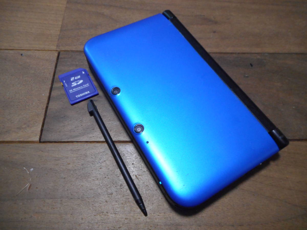 ⑨【完動品】3DSLL本体SDカード&タッチペン付ブルー×ブラックVer11.8.0-41J【動作確認済み1円スタート】