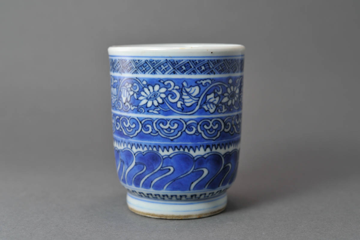 【SBCB】19215中国美術　清時代 福款 染付筒茶碗 湯呑　仕覆_1