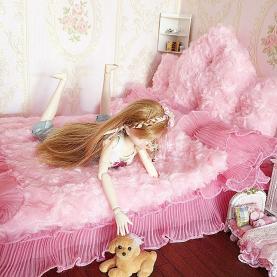 新品 BJD用撮影道具 ベットセット 5点セット ピンク インテリア SD/MSD/MDD/YSDサイズ用ドールハウス用 doll 球体関節人形用 YJ-002