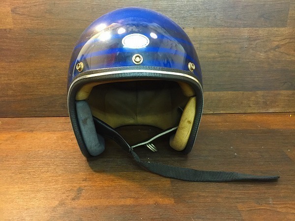 【セール，得価】 当時物 ビンテージカスタムぺイント ジェットヘルメット ブルー＆ブラック ユニバーサルサイズ(フリーサイズ)｜売買されたオークション情報、yahooの商品情報をアーカイブ公開 - オークフ ジェットヘルメット