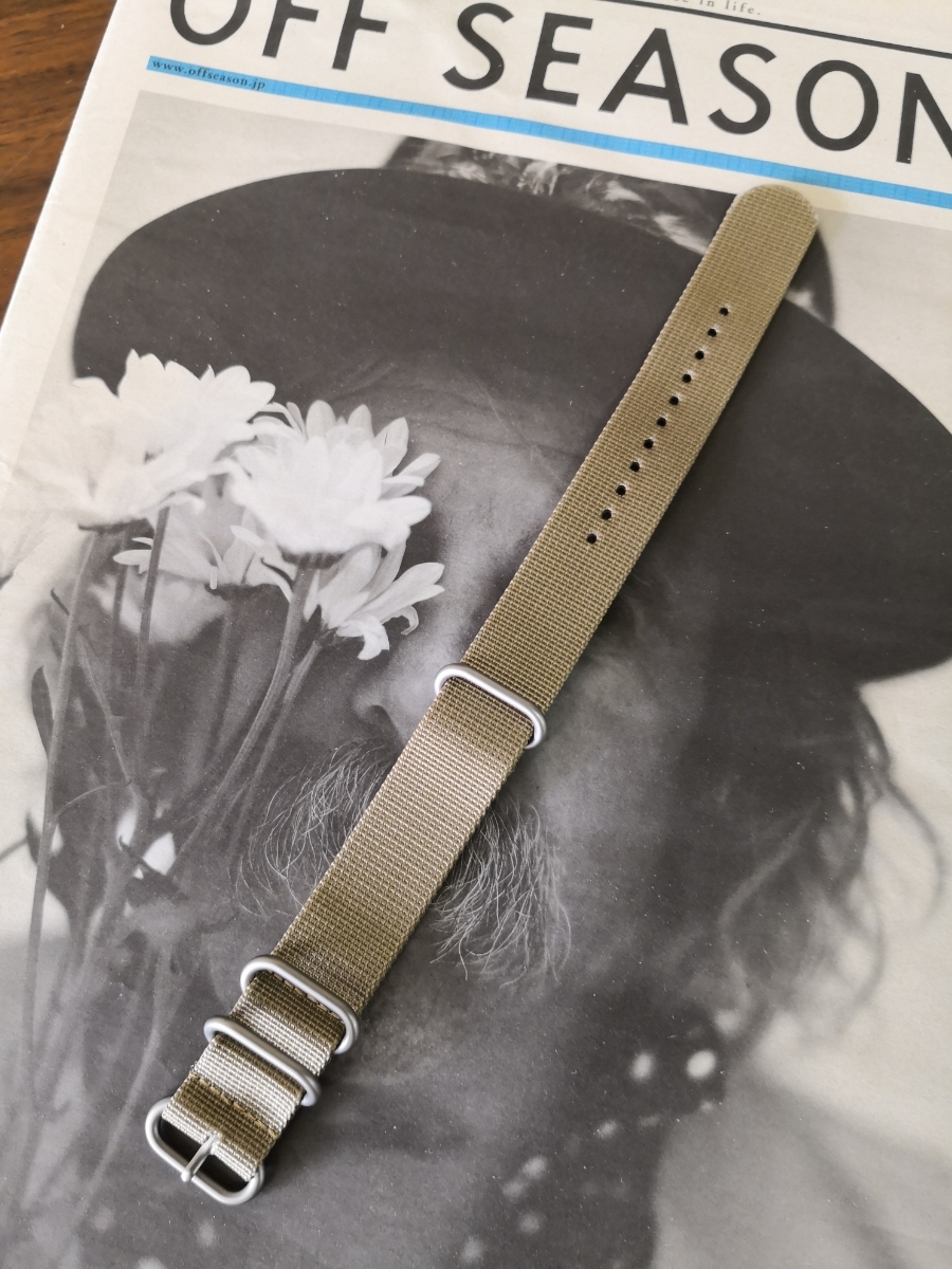 NATOベルト カシス(CASSIS) 22mm つや消しシルバーRing 時計バンド カーキ(ベージュ) ベルト交換工具付 試着のみ美品 _2