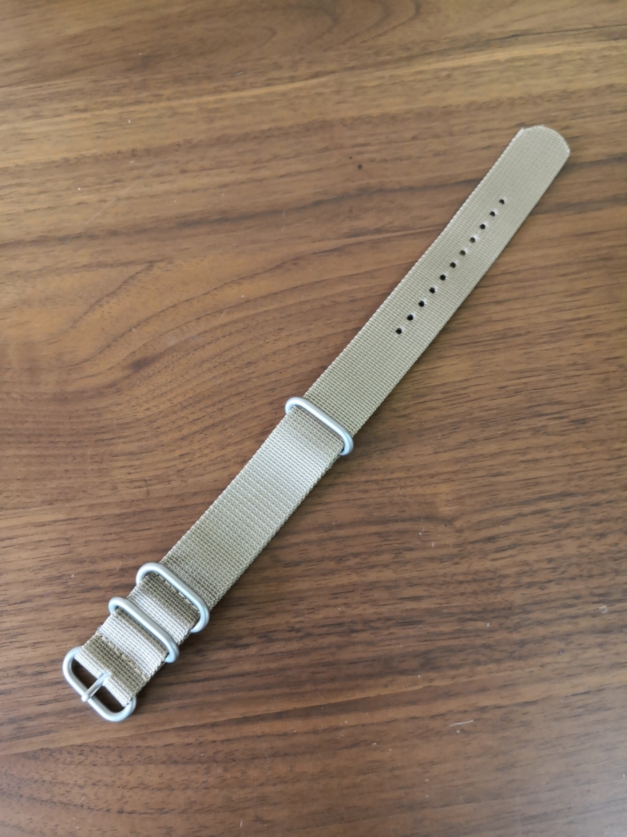 NATOベルト カシス(CASSIS) 22mm つや消しシルバーRing 時計バンド カーキ(ベージュ) ベルト交換工具付 試着のみ美品 _3