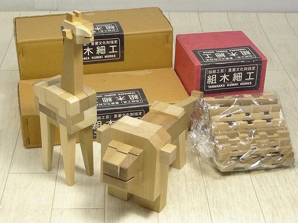 山中組木　yamanaka kumiki 動物セット　ブタ　カバ　ゾウ　ライオン Puzzle Yamanaka – Kumiki Japanese Miki - Box 開け方 Mr. SHOP box