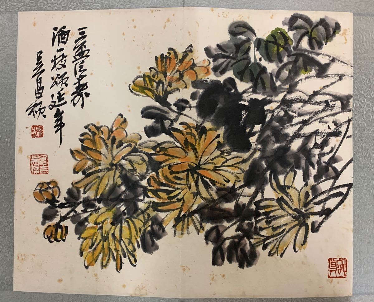 掛け軸 掛軸 唐物 蘭図 まくり 唐画・中国 金址沃 紙本肉筆 y356 模写