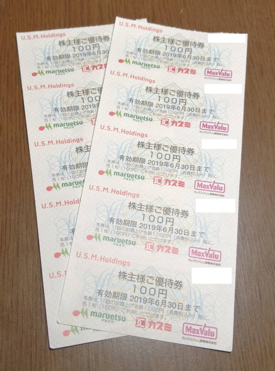 ミニレター送料無料 USMH 株主優待 1000円分（100円券×10枚） マルエツ カスミ マックスバリュ関東　ユナイテッドスーパーマーケット _1