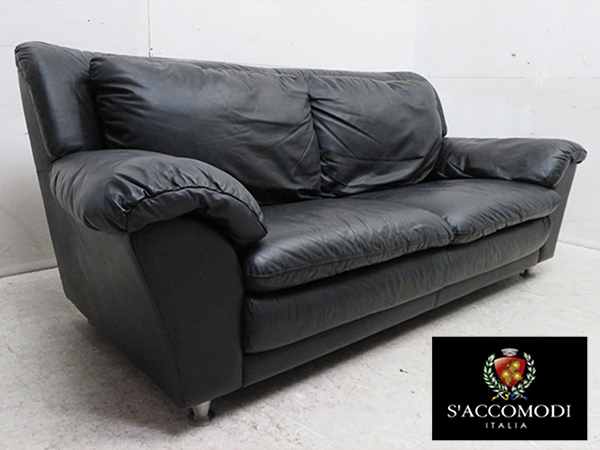 □G239□黒□総革□イタリア□サコモディ/S'ACCOMODI□3人