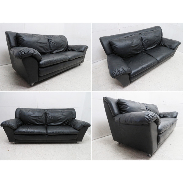 □G239□黒□総革□イタリア□サコモディ/S'ACCOMODI□3人