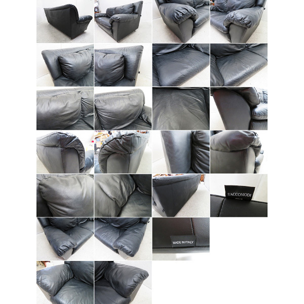 □G239□黒□総革□イタリア□サコモディ/S'ACCOMODI□3人