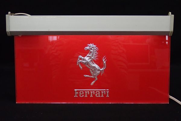 ▲FERRARI フェラーリ 電飾看板・電光看板(約20*37.5cm)▲ネオン/ガレージアイテム/跳ね馬/雑貨/ライト/インテリア/通電確認済み/消費税0円