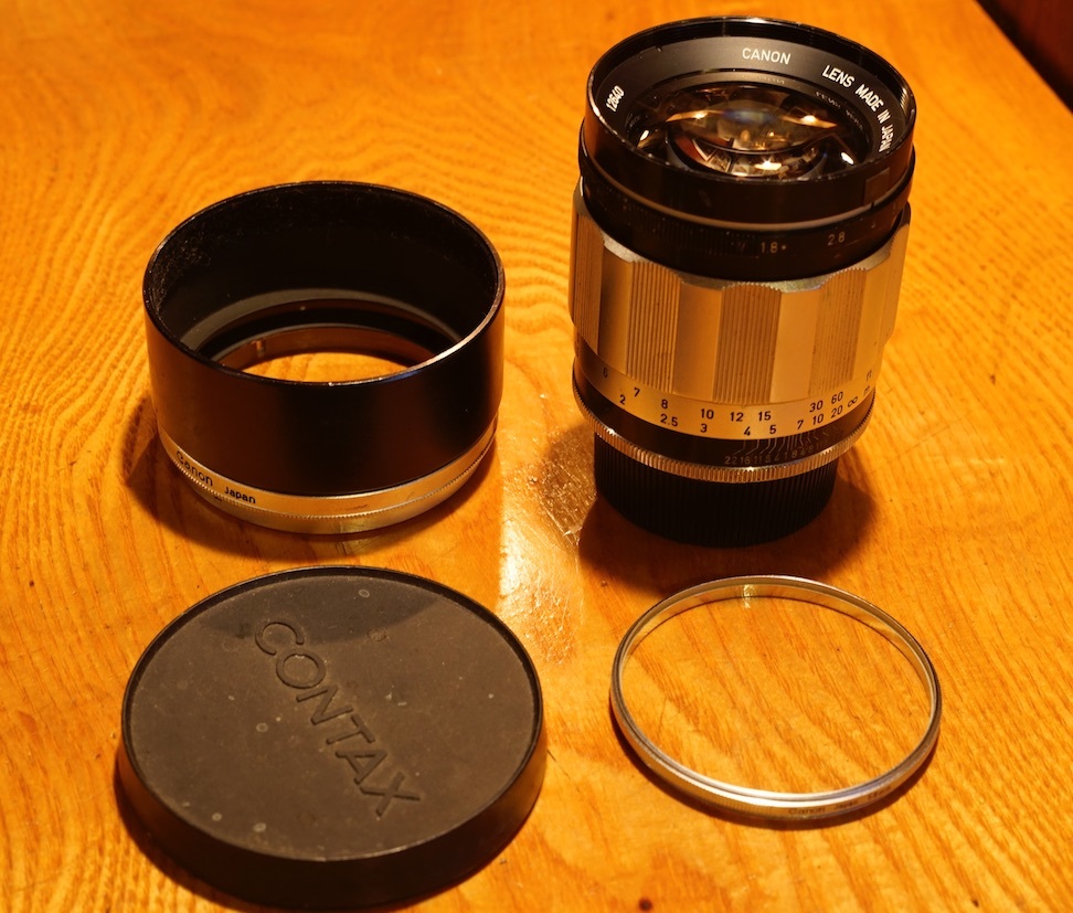 珍品・CANNON 85;1.8 白鏡胴+Mマウントアダプター付き Canon EF 85mm f