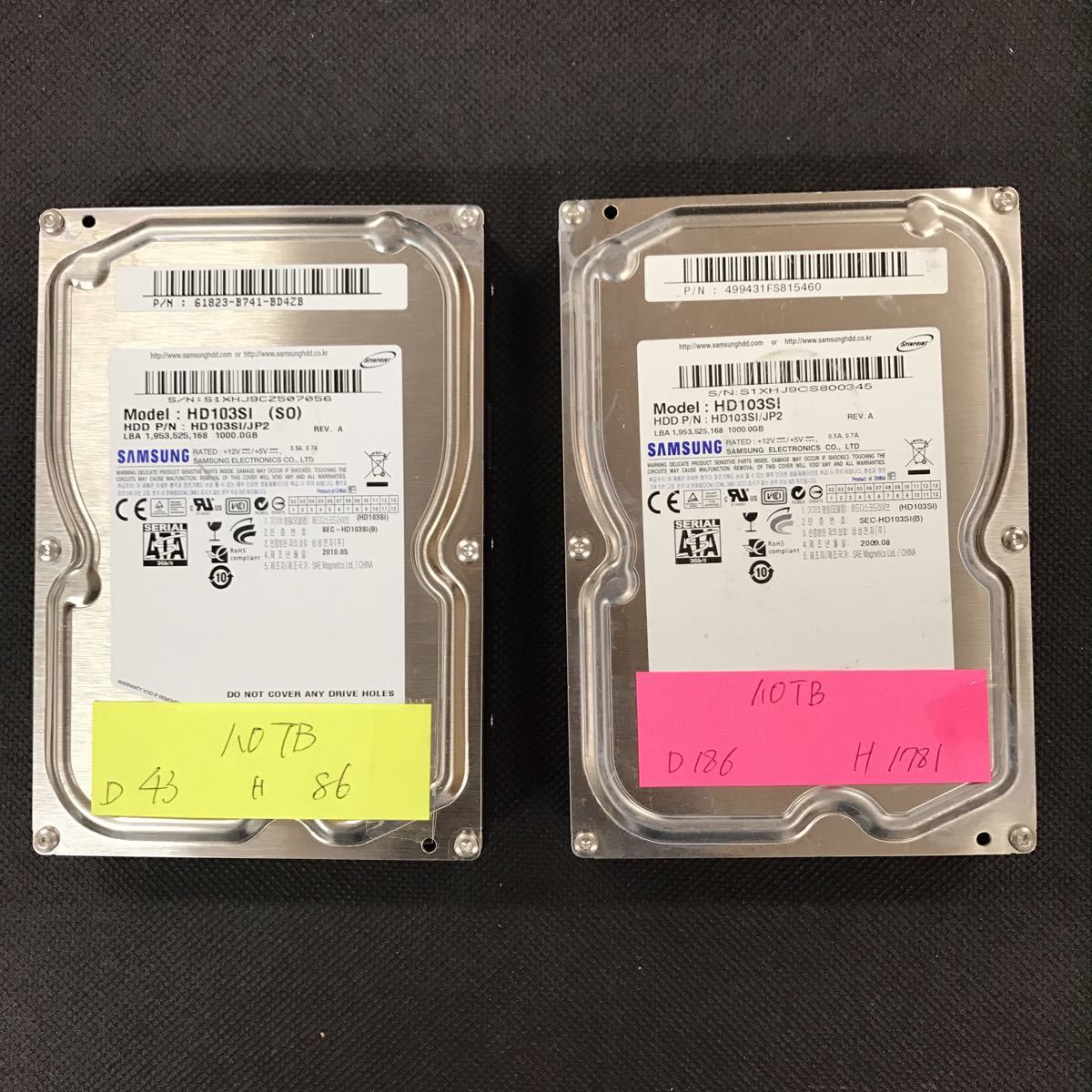 SATA SAMSUNG 3.5インチHDD 1TB(1000GB)x2台 計2TB 正常品 Samsung SATA 3.5インチHDD(SerialATA)&frasl;容量:1TB&frasl;回転数:5400rpm Rotation com: 1tb（サイズ（HDD）3.5インチ）の通販