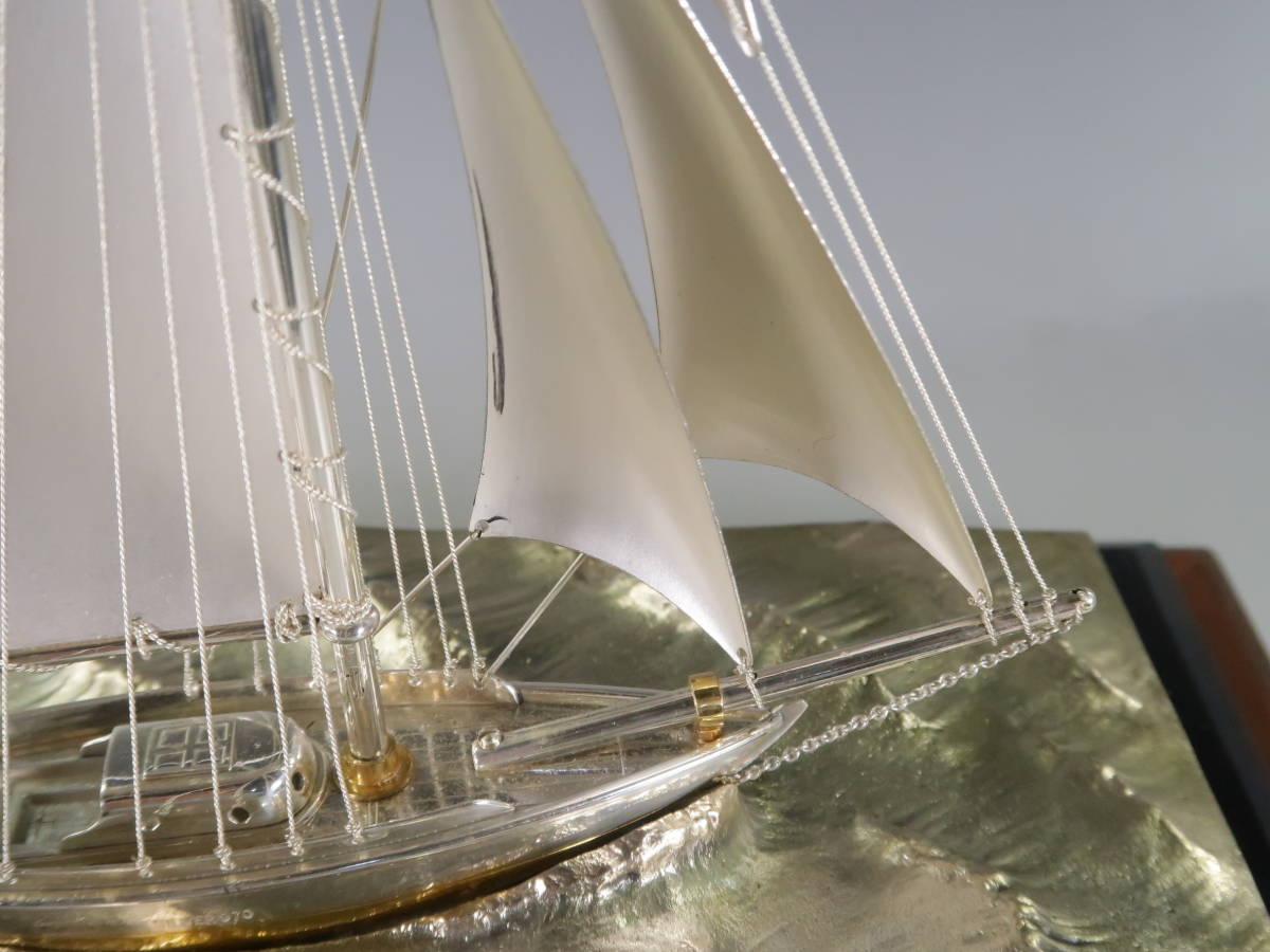 《玉》*805　シルバー970　帆船　船　ヨット　104g　ガラスケース　シルバー/銀製/置物_10