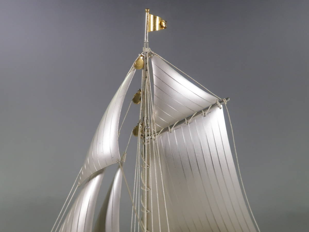 《玉》*805　シルバー970　帆船　船　ヨット　104g　ガラスケース　シルバー/銀製/置物_6