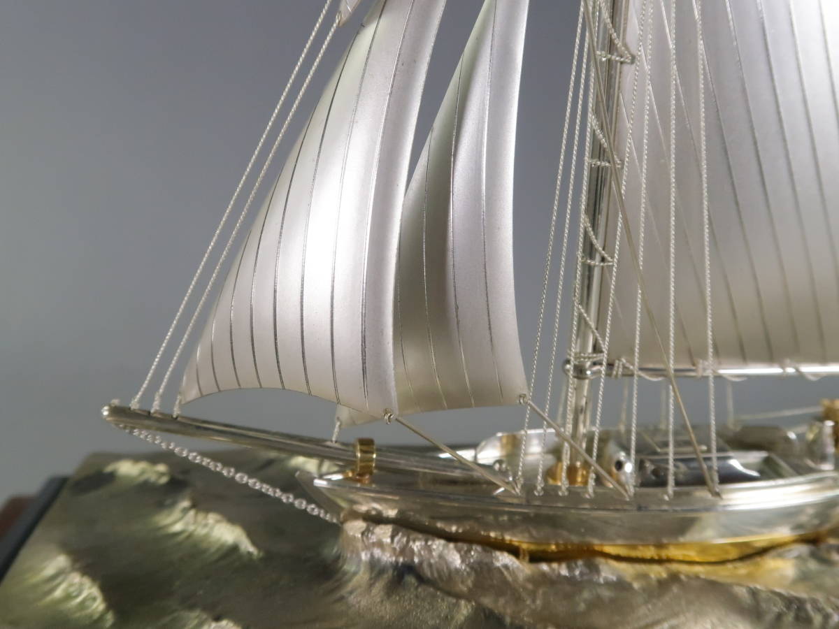 《玉》*805　シルバー970　帆船　船　ヨット　104g　ガラスケース　シルバー/銀製/置物_7