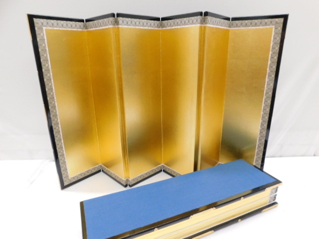 ☆う704 御屏風 金沢箔 六曲一双 二重ヘリ付 木製手造り