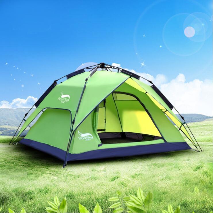 1009H/ワンタッチテント テント ３～４人用 設営簡単 防災用 2WAY キャンプ用品 撥水加工 紫外線防止 登山 折りたたみ 防水 通気性 緑