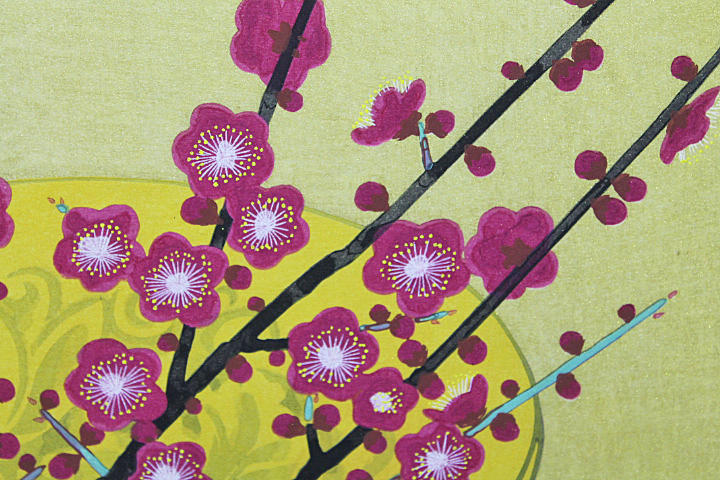 □安田靫彦 【紅梅】 木版画 刷込みサイン エディション有り Yahoo