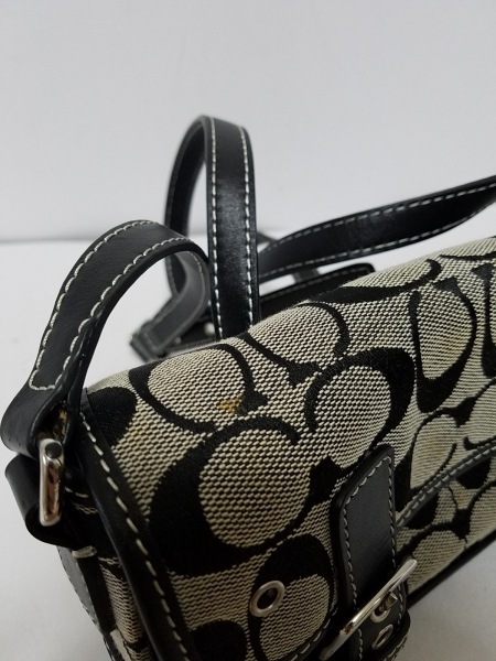 販促大王 コーチ COACH ショルダーバッグ 6844 シグネチャーミニフィールドバッグ ジャガード×レザー アイボリー×黒 バッグ