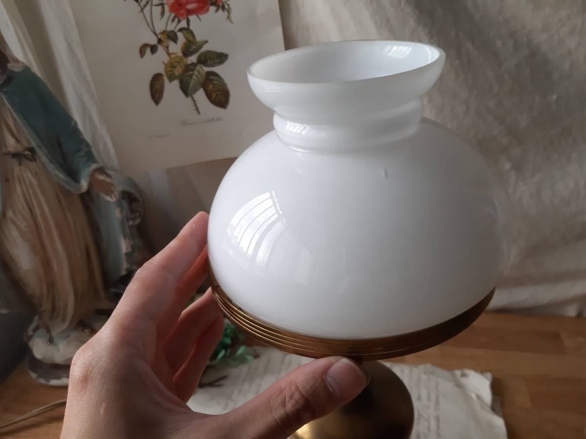 フランスアンティーク オパールセントガラス アンティーク ペンダント 