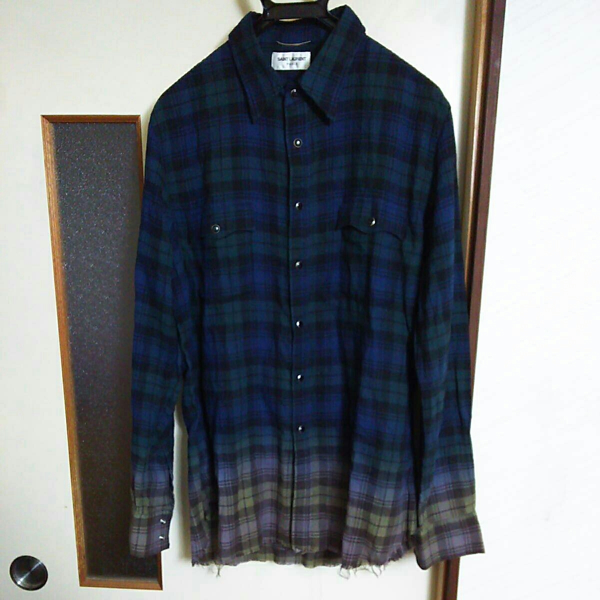 サンローラン グラデーション パリ チェックシャツ タグ有り 16ss 2026 
