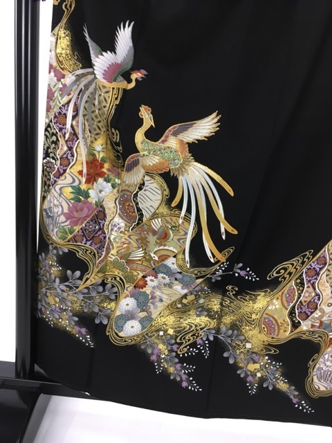 平和屋着物□豪華黒留袖 作家物 花車文 暈し染め 金銀彩