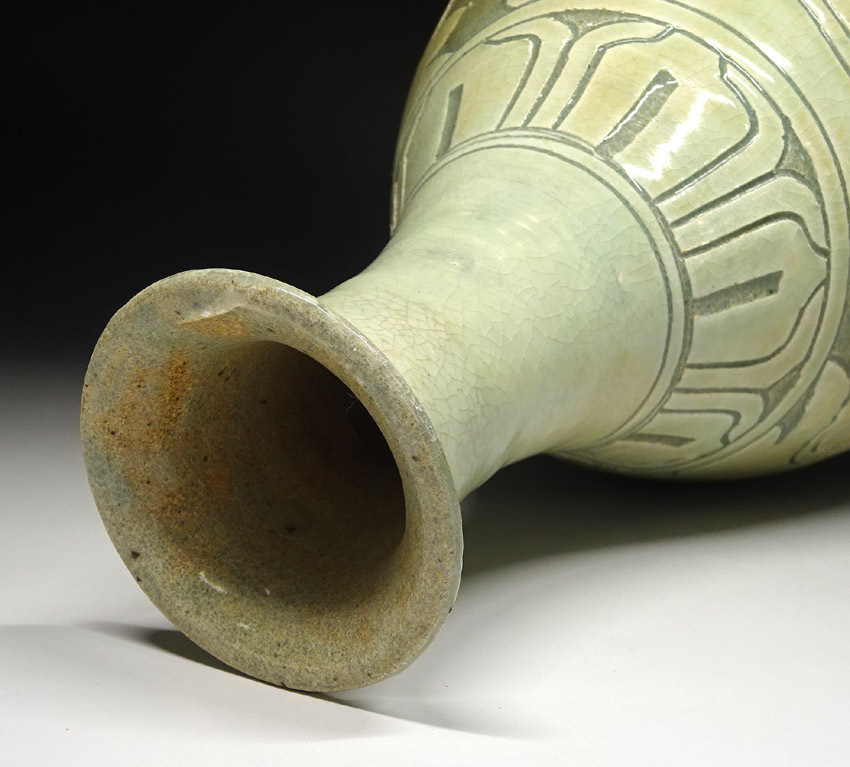 磁州窯 - 花瓶 時代物 中国古玩 唐物 緑屋z□ 掻落 梅瓶 壺