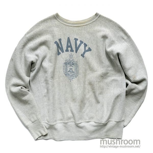 初期単色タグ!1970'S チャンピオン NAVY 染み込みプリント リバースウィーブ USA製 XLARGE CHAMPION USN 軍物 ビンテージ オリジナル