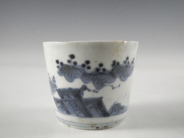 ◆栄◆古伊万里 染付 花草文 蕎麦猪口 無傷完品 江戸期 41ta89