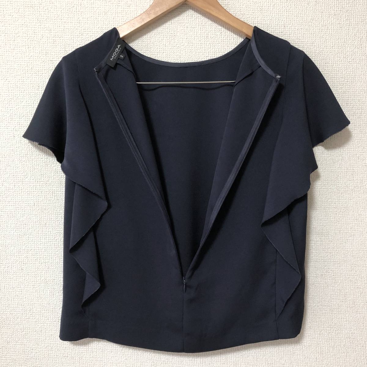 美品】MOGA〈モガ〉フリルスリーブ プルオーバーブラウス ＊2＊ダーク 