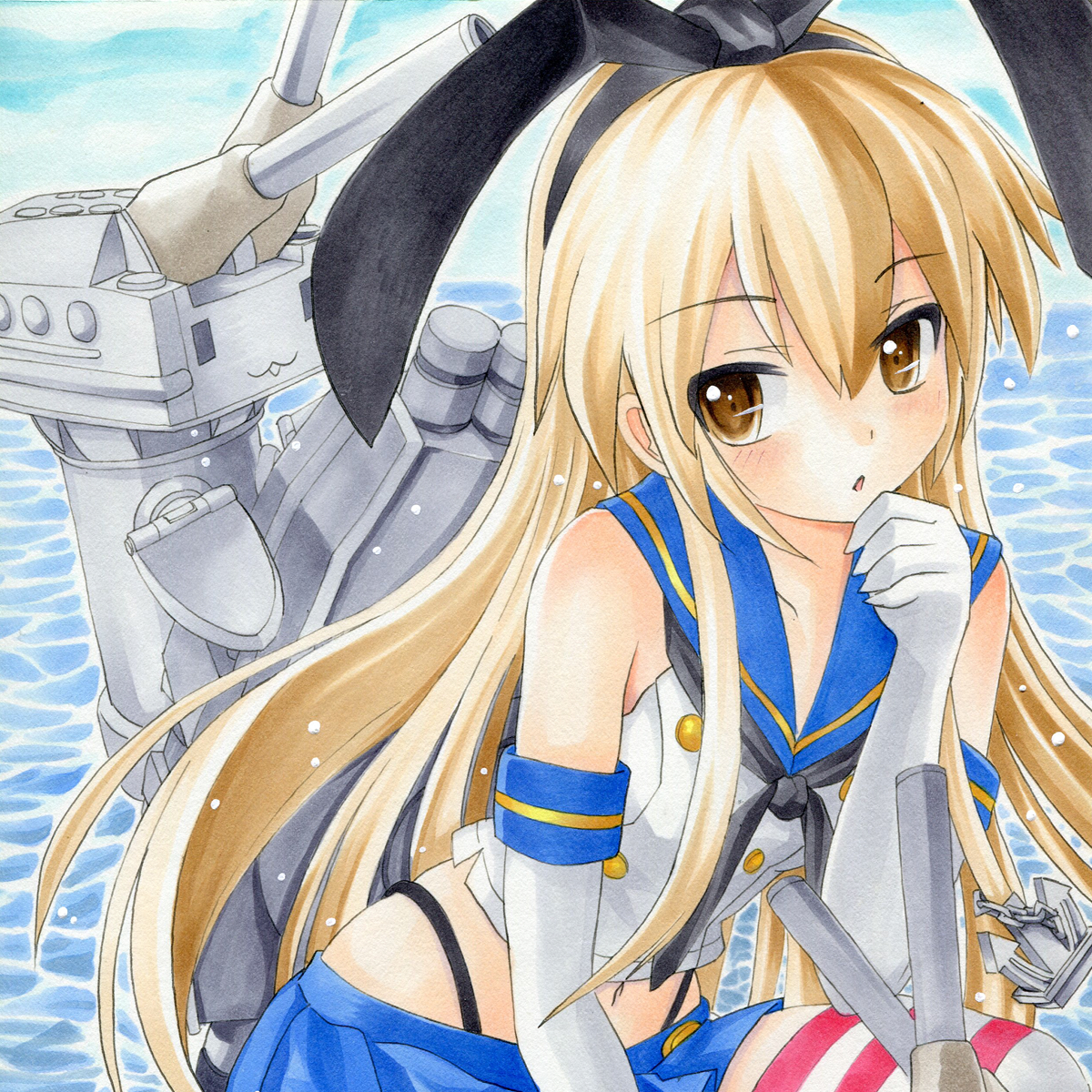 艦これ 艦隊これくしょん 同人手描きイラスト 島風(中破)⁄艦隊これく