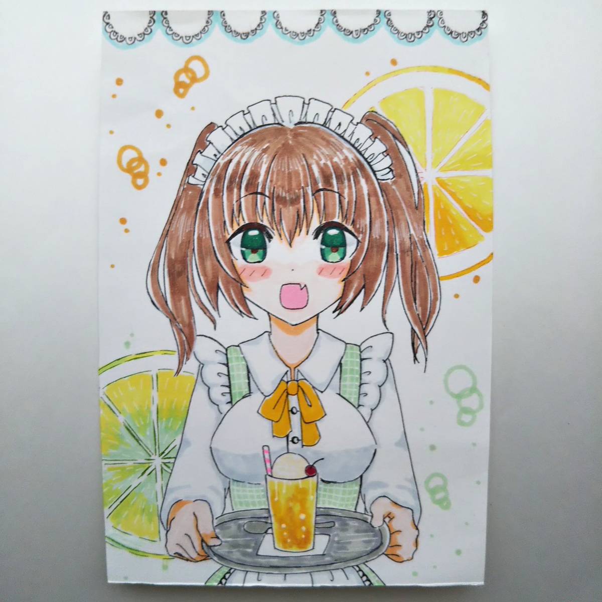 手描きイラスト オリジナル レモンソーダと女の子 手描きイラスト 売買されたオークション情報 Yahooの商品情報をアーカイブ公開 オークファン Aucfan Com