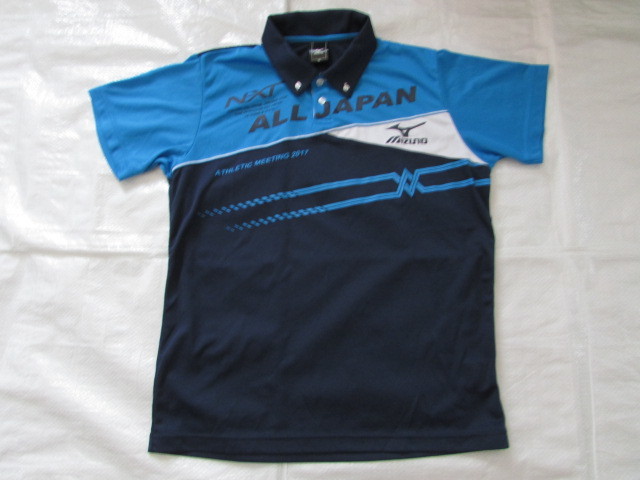  使用少ない N-XT 半袖 ゲーム ポロシャツ ミズノ MIZUNO きれい 2017 ALL JAPAN ロゴ プリント ネイビー/ブルー メンズ XLサイズ(トップス)｜売買されたオークション情報、yahooの商品情報をアーカイ その他