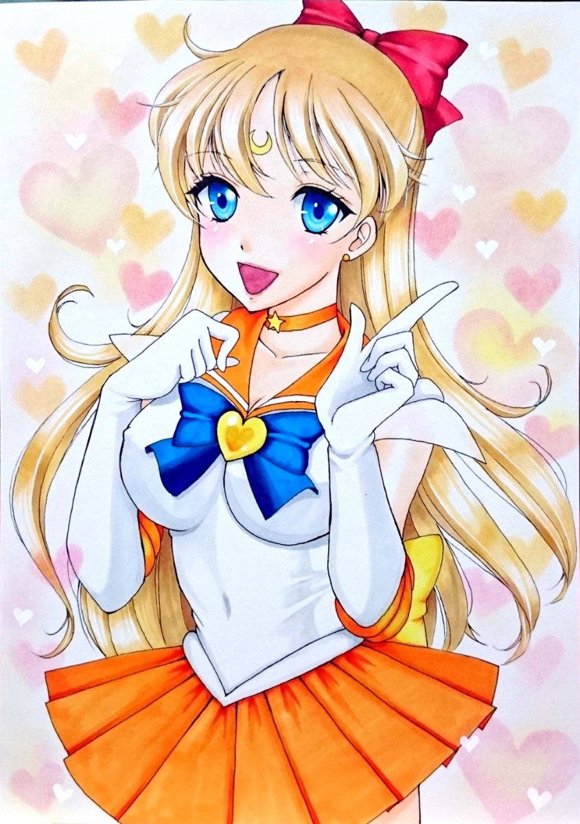 Aug 手描きイラスト 美少女戦士セーラームーン セーラーヴィーナス 手描きイラスト 売買されたオークション情報 Yahooの商品情報をアーカイブ公開 オークファン Aucfan Com