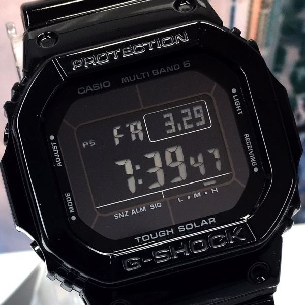 新品 【カシオ・G-SHOCK】 正規品 電波ソーラー デジタル 腕時計 Grossy Black Series ソーラー 電波時計 オールブラック CASIO Gショック