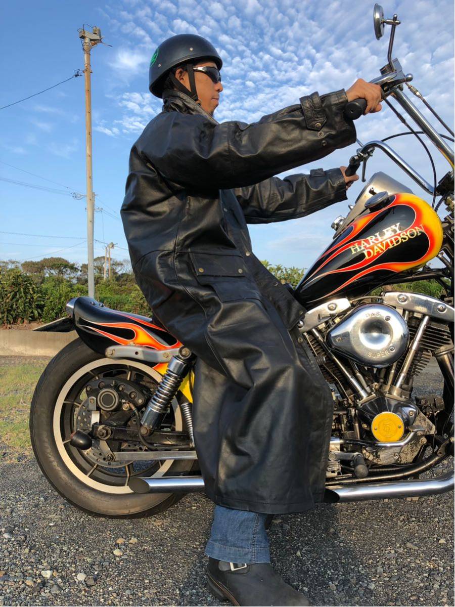 バイク レザーコート 激レア アメリカン ライダース ロングコート 牛革