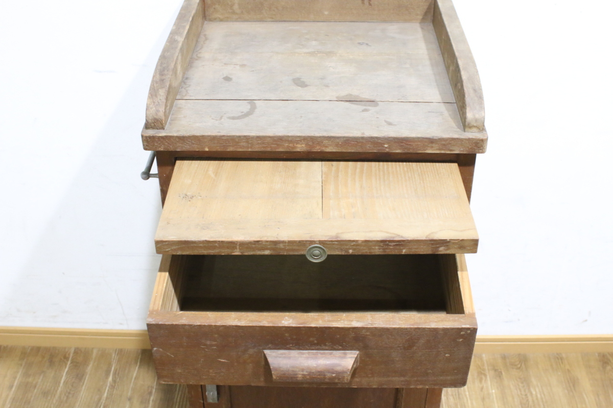 昭和レトロ 電話台 キャビネット 棚 サイドボード antique*電話台