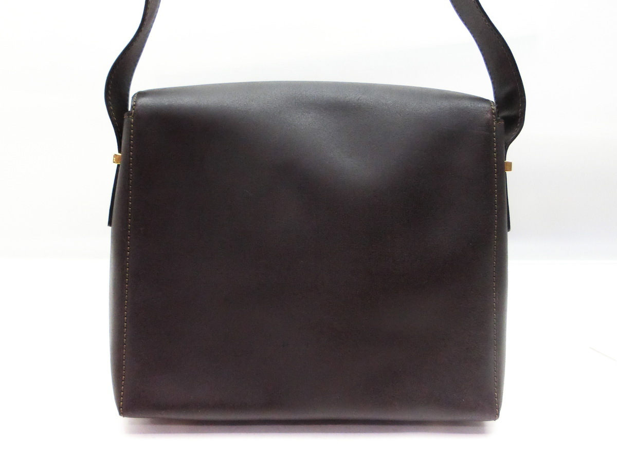 ◆Z4665 CELINE セリーヌ 馬車金具 レザー ショルダー バッグ