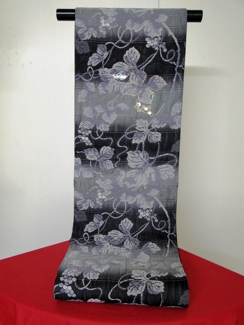 絹工房13】高級手縫仕立付☆新品☆ブラックダイヤ入り螺鈿細工・藤本